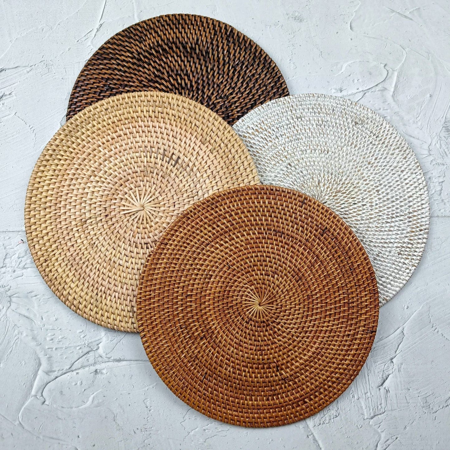 Round Rattan Placemat (Brown) Woven Wicker Straw Charger Mat