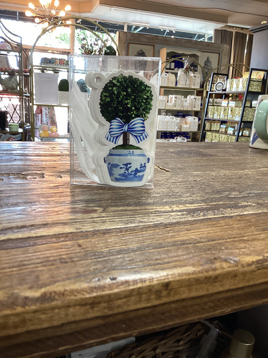 Blue Vase Topiary Die Cut Gift Tags