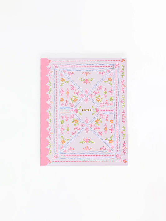 Mary Sqaure Floral Stitch Scalloped Notebook