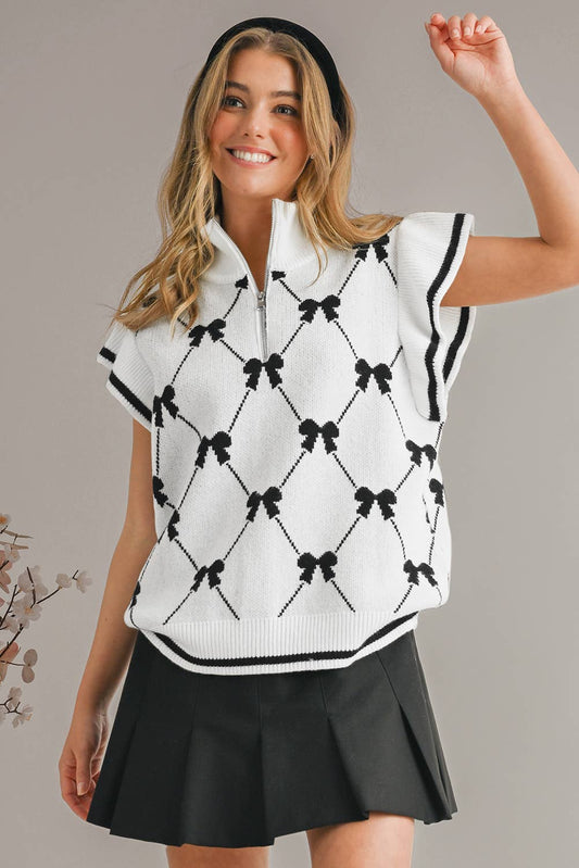 Bow Zipper Sweater