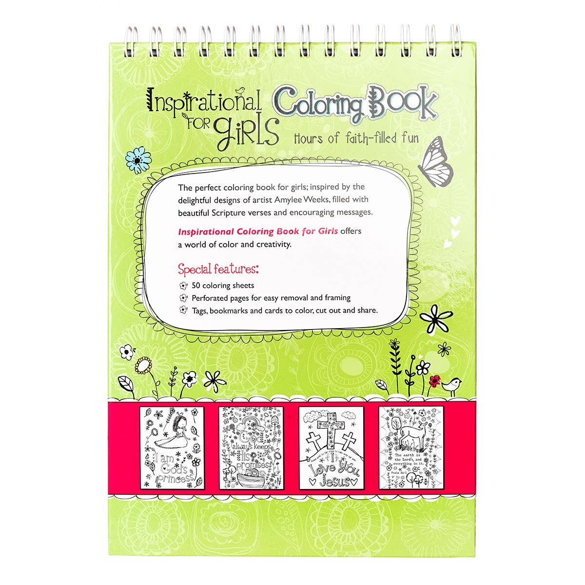 Wirebound Inspirational Coloring Book for Girls