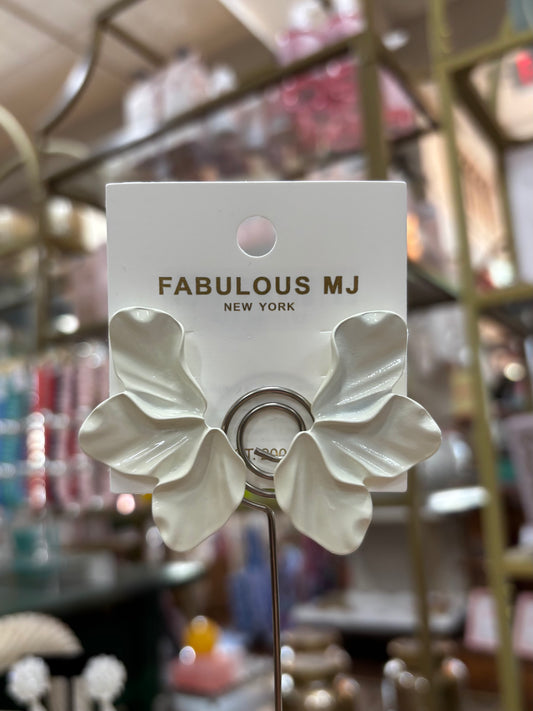 Fabulous MJ White Petal Earrings