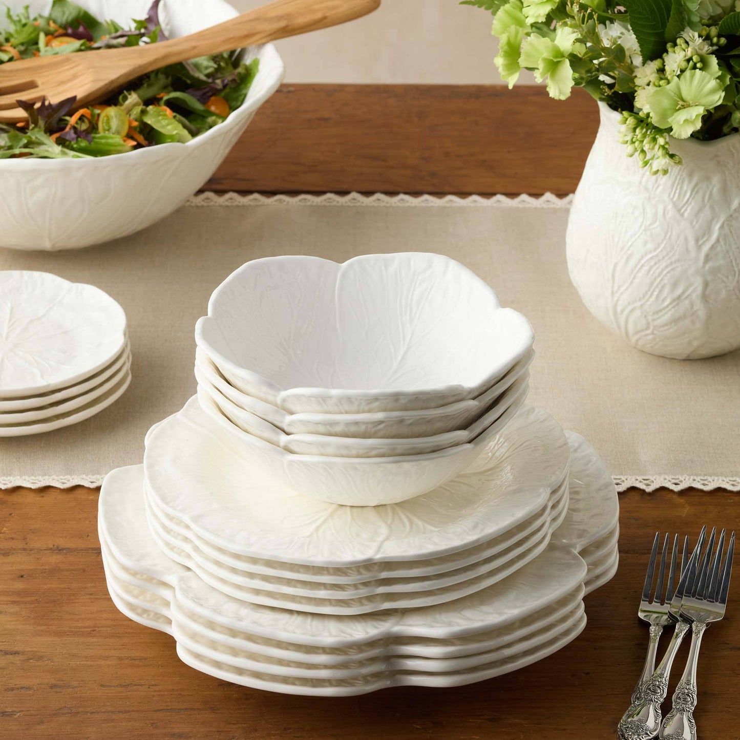 Le Jardin White Cabbage 3-D Cereal Bowl 8 in