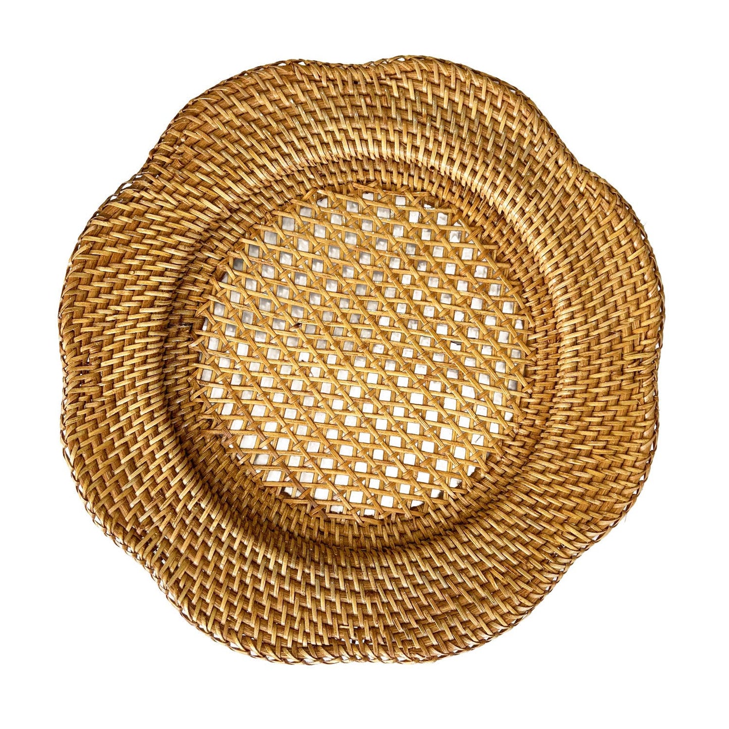 Scallop Rattan Charger Plate (Brown) Wicker Straw Placemat