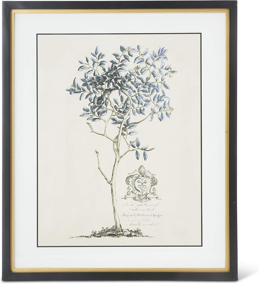 K&K Interiors 23.75 Inch Blue Arbor Prints In Black W/Gold Frame