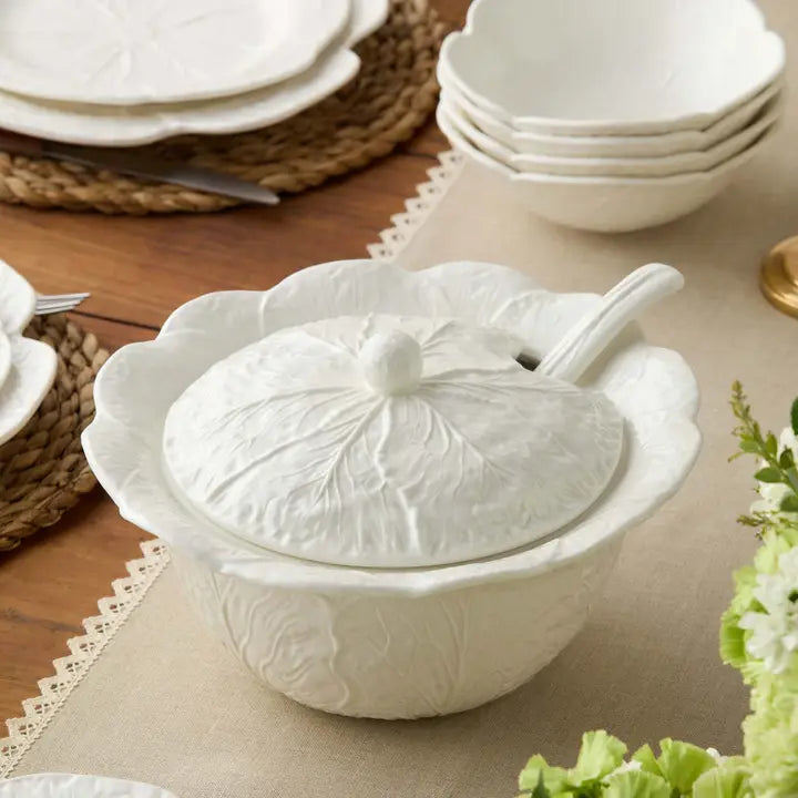 Le Jardin White Cabbage 3-D Tureen with Ladle
