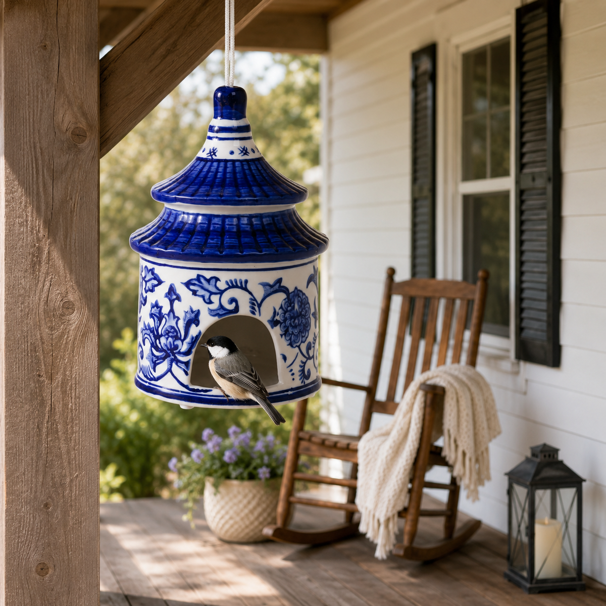 Ceramic Chinoiserie Bird House
