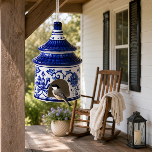 Ceramic Chinoiserie Bird House