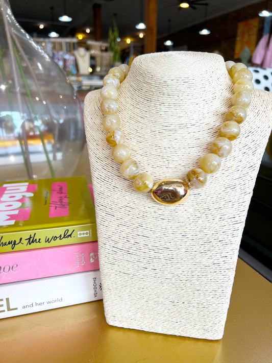 chunky Beaded Gold Accent Necklace