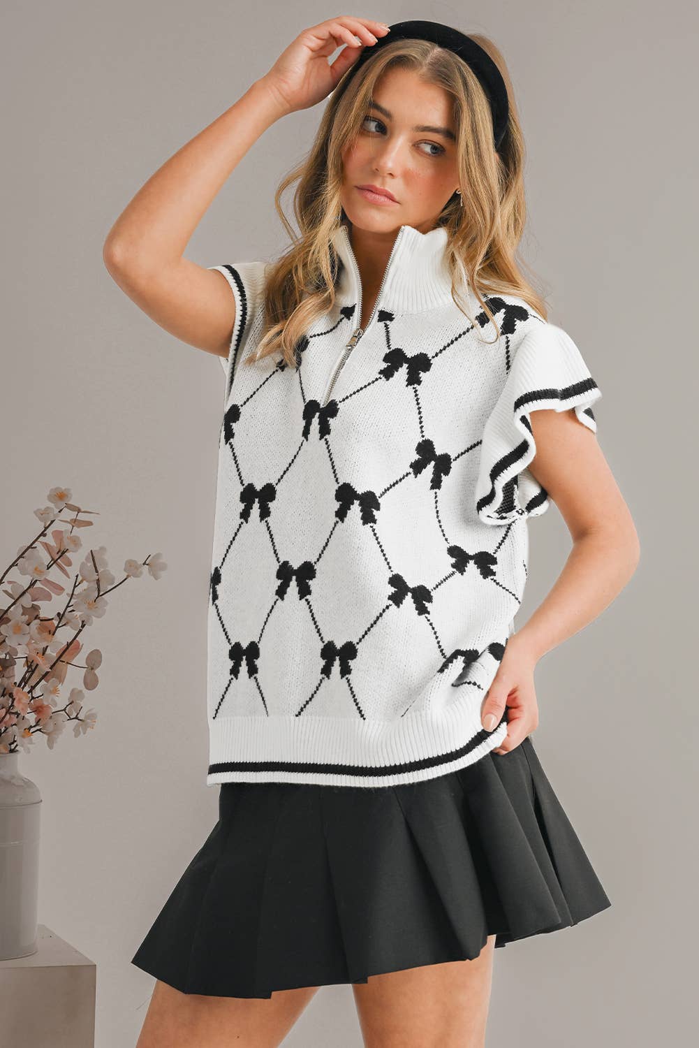 Bow Zipper Sweater