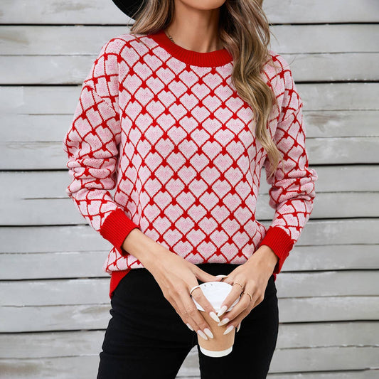 Crew Neck Heart Sweater