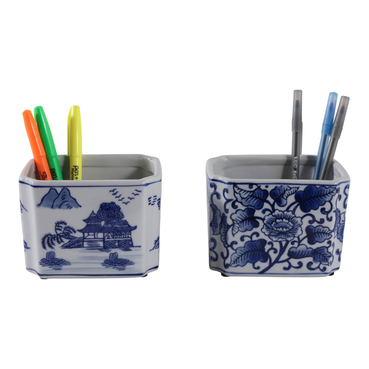 Blue and White Cermaic Pencil Cup