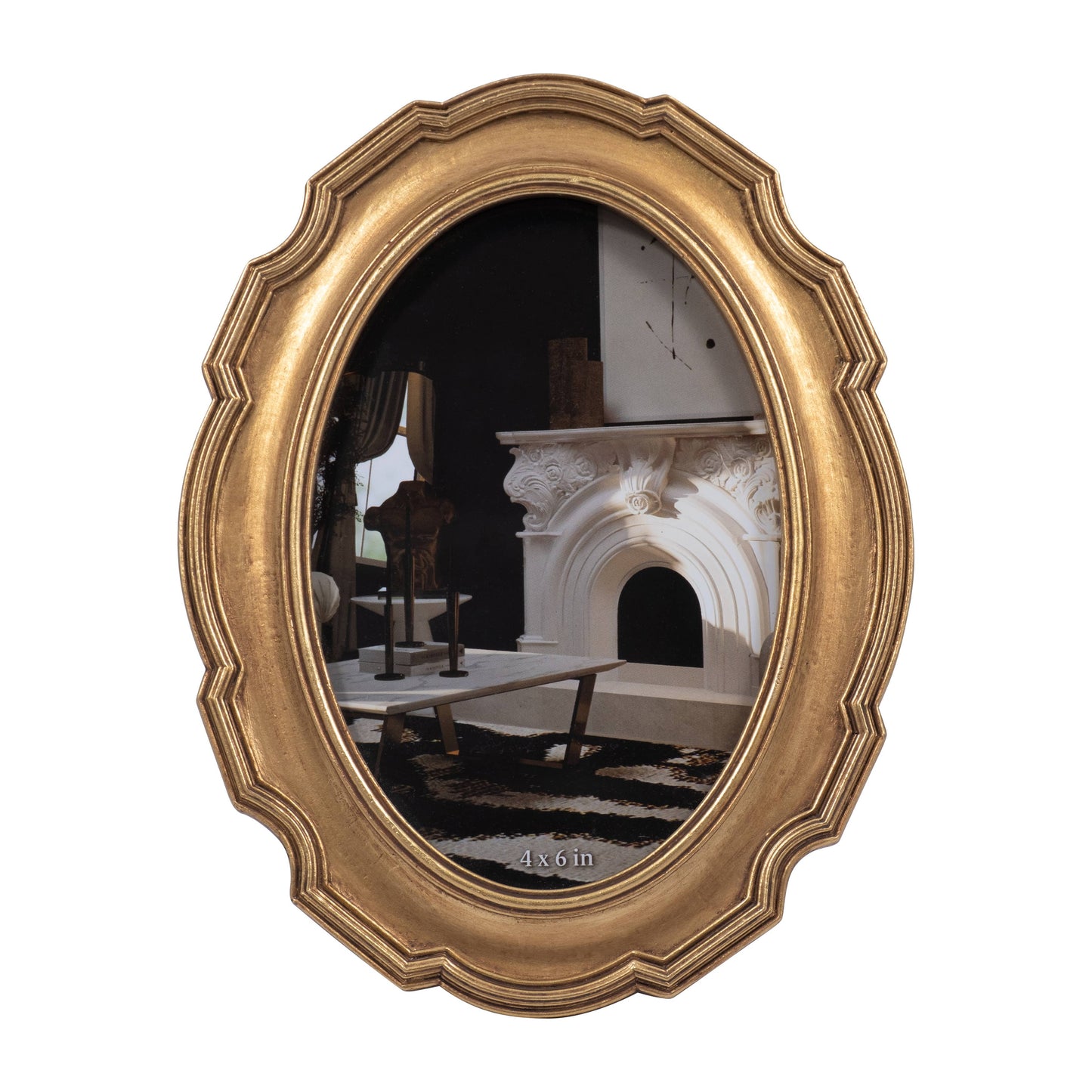 4x6 Gold Polyresin Round Vintage Style Photo Frame