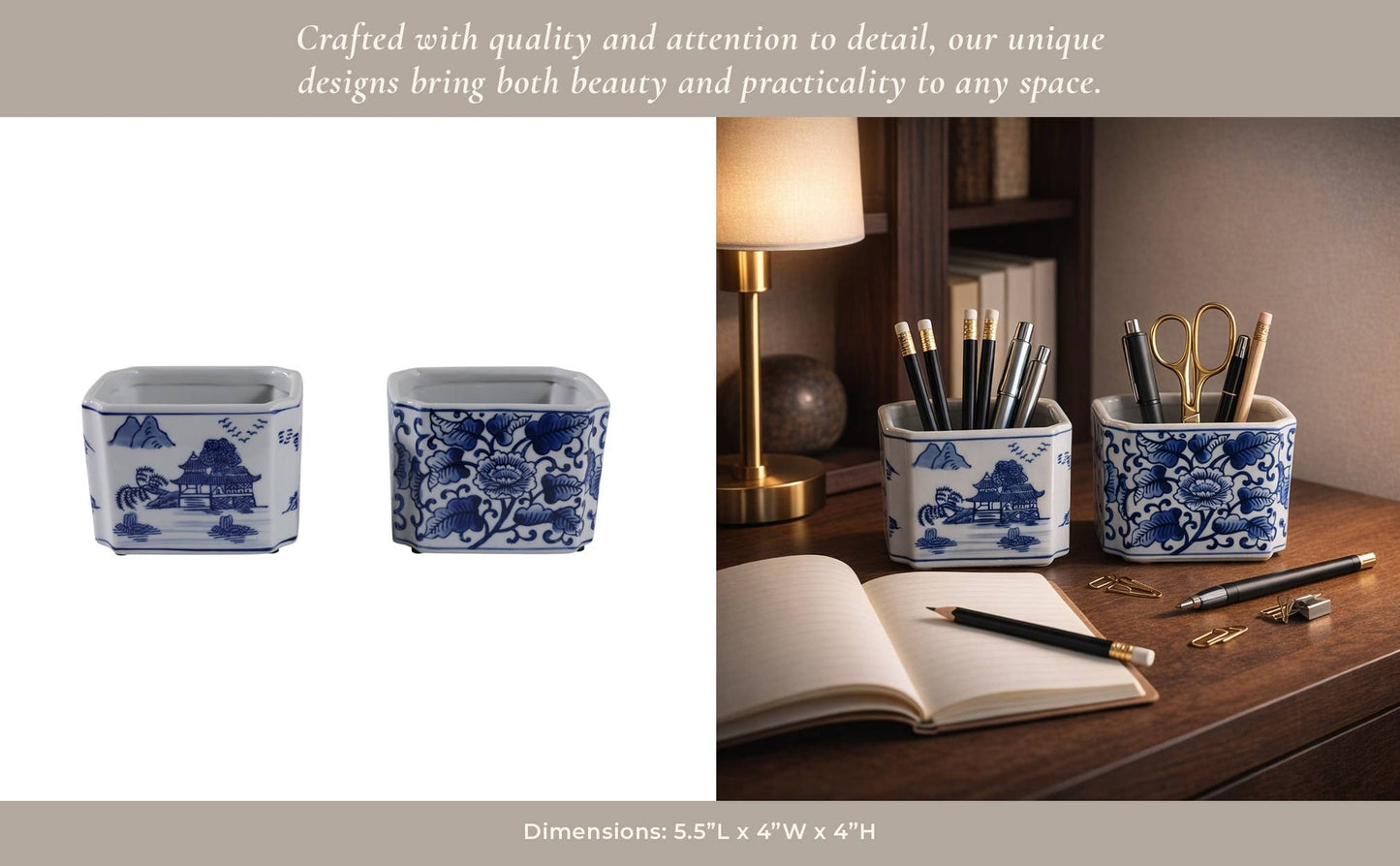 Blue and White Cermaic Pencil Cup