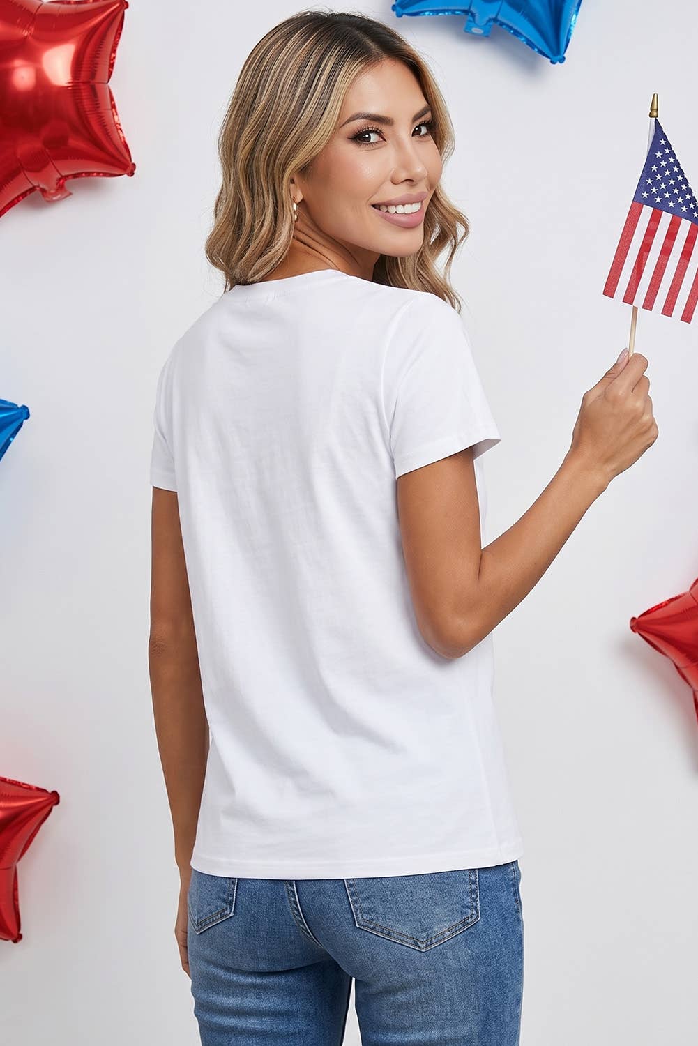 LDC Embroidered Patch Flag Casual T Shirt