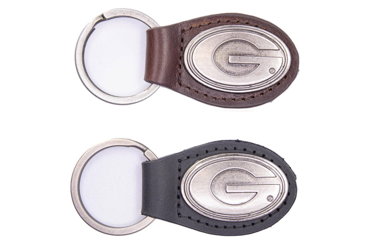 Georgia Bulldogs Oval Leather Key Fob