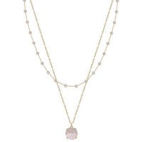 Base Gold and Pink Layered Necklace Meghan Browne