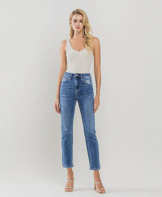 Shirley - Super High Rise Ankle Slim Straight Jeans