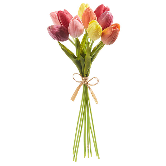 14.5" Real Touch Mixed Multicolor Tulips