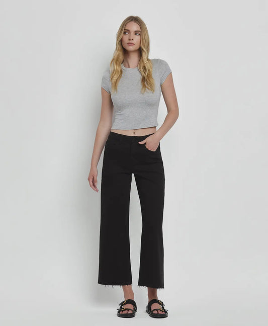 Olivia - Black High Rise Crop Wide Leg