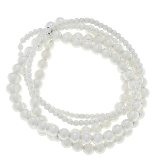 Theresa Pearl Multi Strand Stretch Bracelet in Ivory