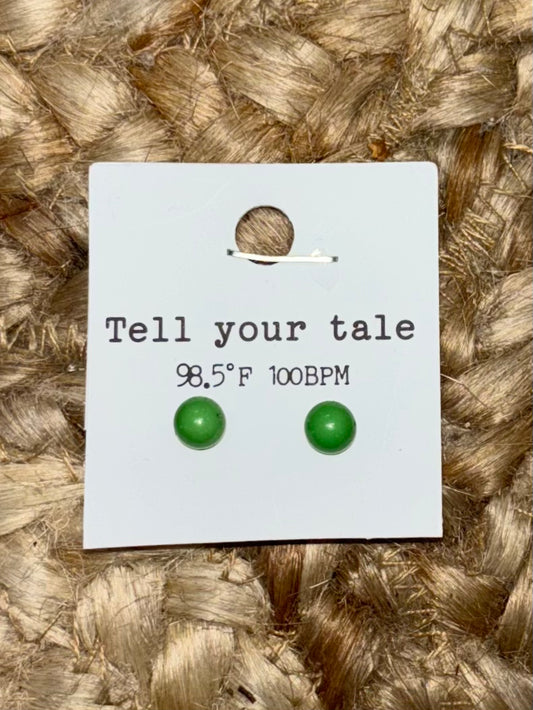 Tell Your Tale Small Green Ball Earrings