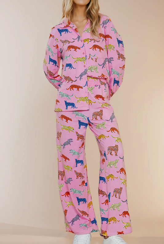 Rainbow Cheetah Pajama Set