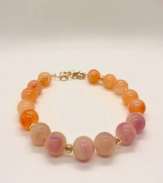 PINK AND ORANGE CHUNKY BEADED NECKLACE