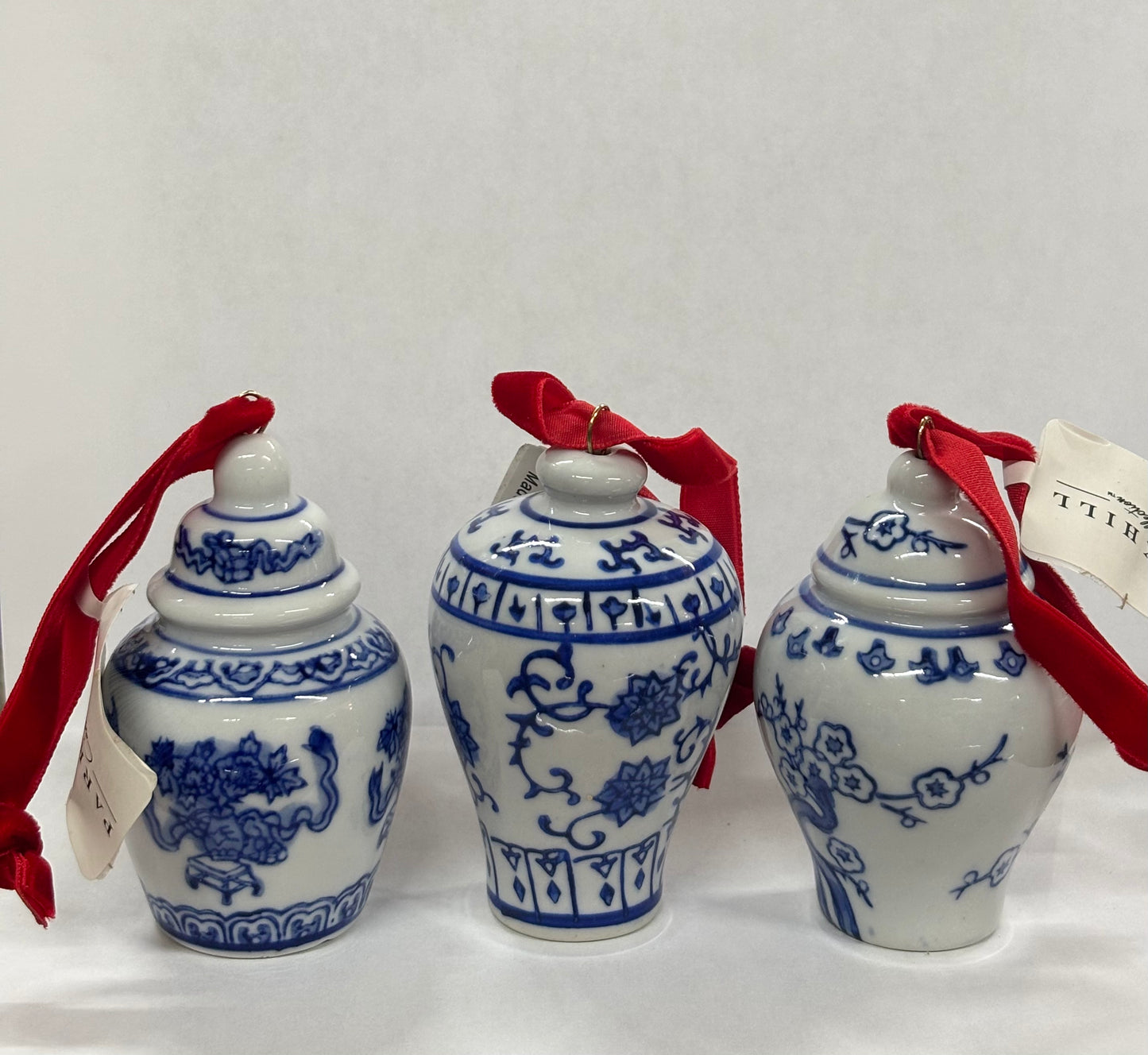 Chinoiserie Ginger Jar Ornaments with Red String