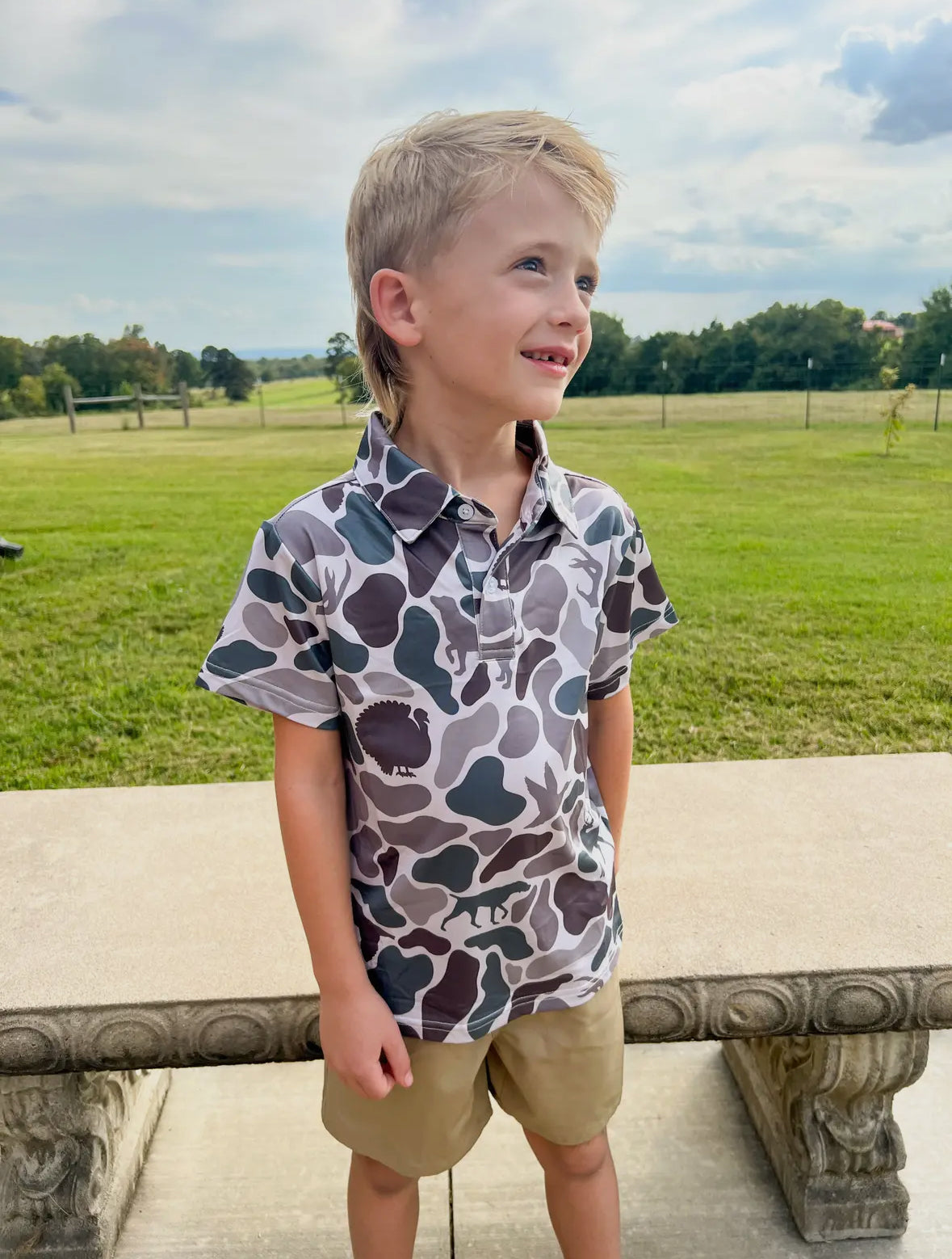 Boys Camo Performance Polo