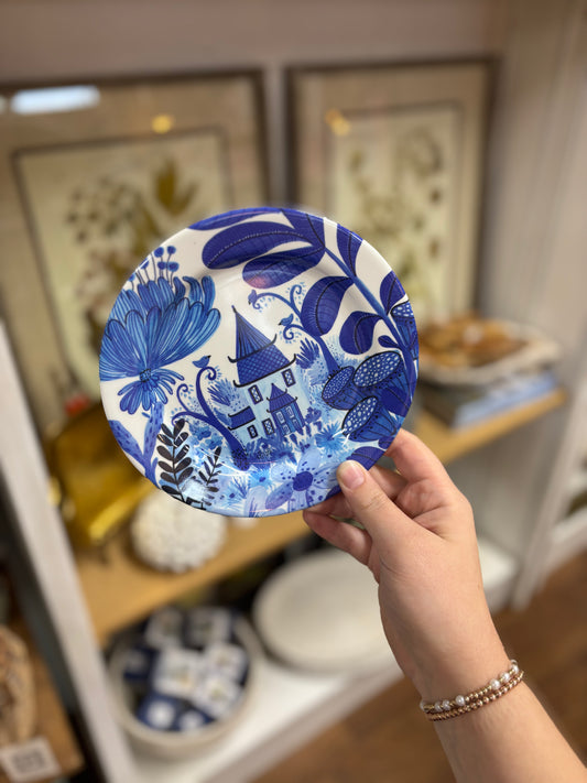 Blue and White Melamine Cottage Salad Plate