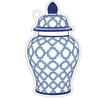 Blue Ginger Jar Die Cut Gift Tags