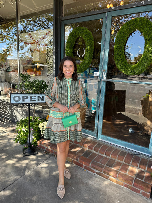 3/4 Length Printed Dress