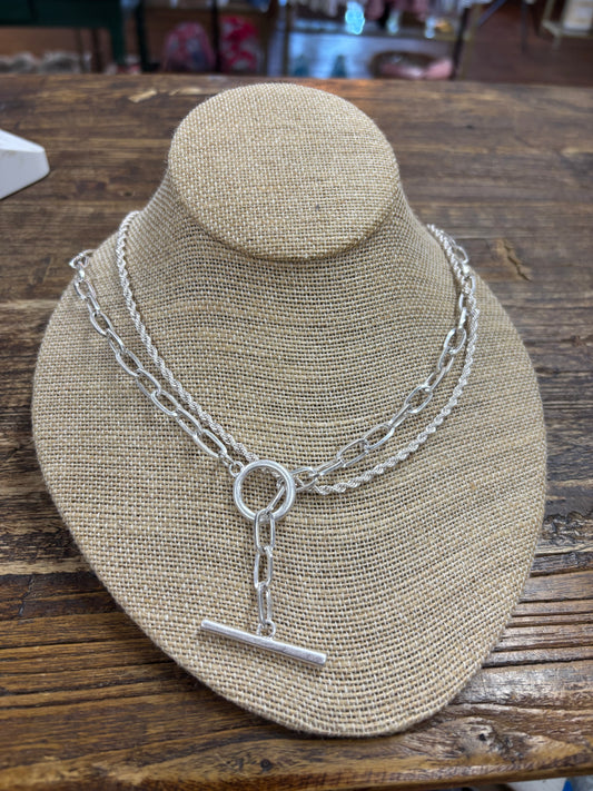 Silver Double Layered Necklace Make A Wish