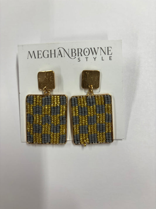 Gold and Grey Checkered Earrings Meghan Browne