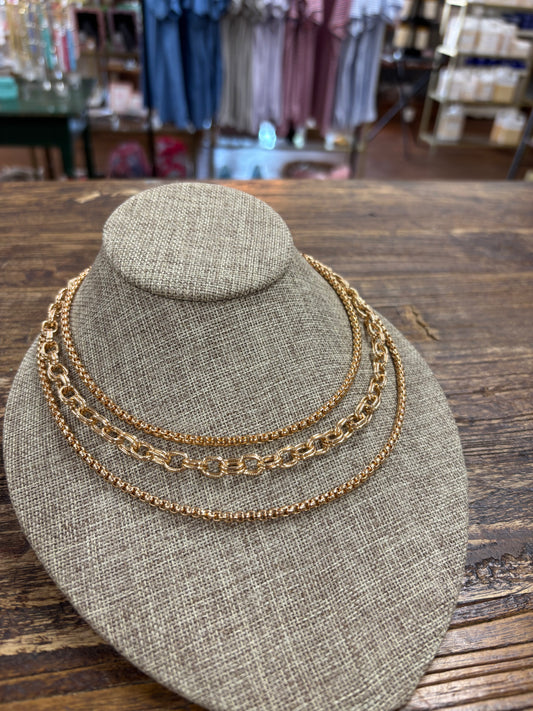 Three Layered Gold Necklace