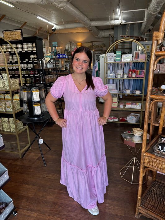 Pink and White Maxi Dress
