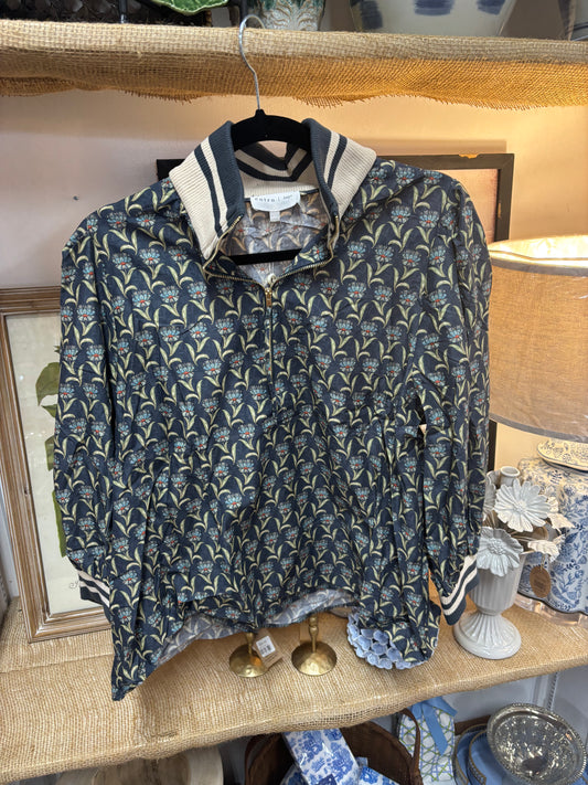 Entro Green Pattern Zipper Blouse