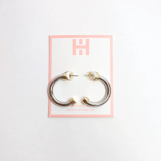 Silver with Gold Mini Hoo Hoops
