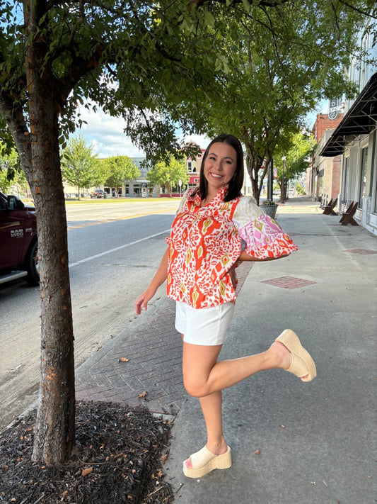 Leopard Colorblock Blouse