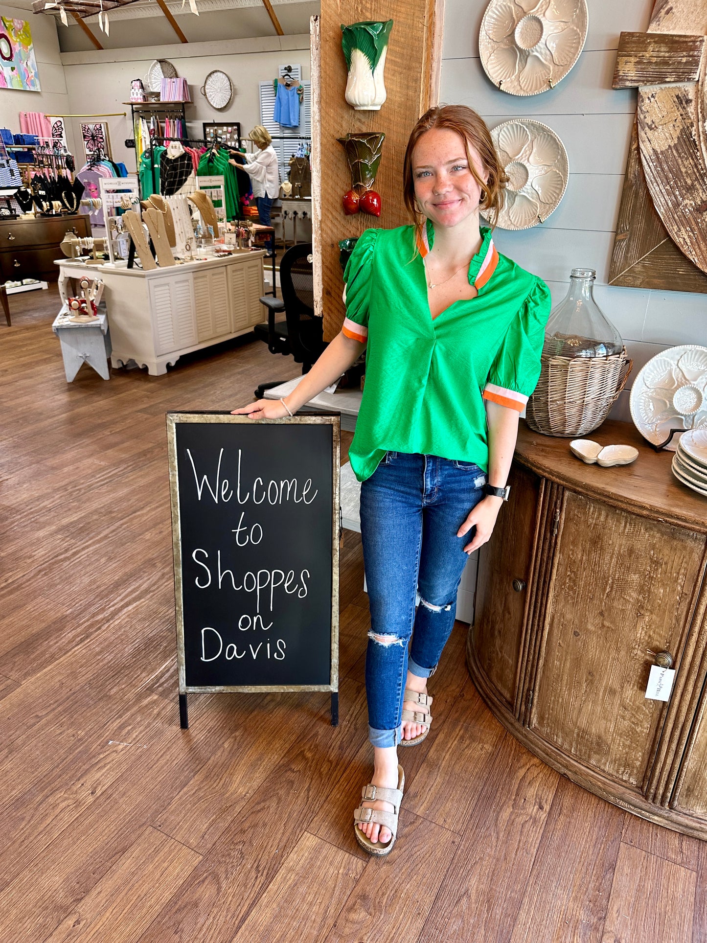 Colorblock V Neck Blouse