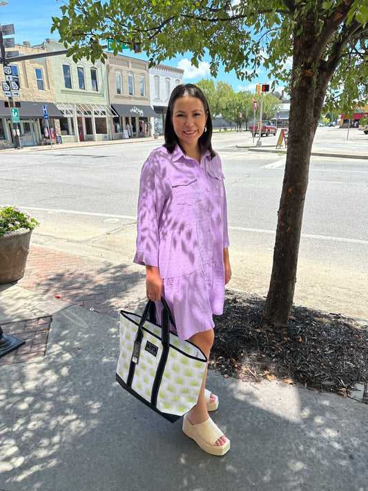 Lavender Buttoned T-shirt Dress