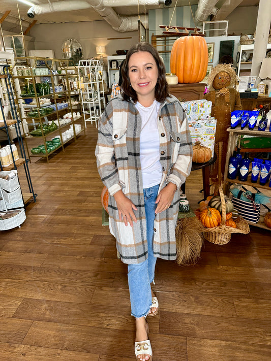 Plaid Lapel Shacket