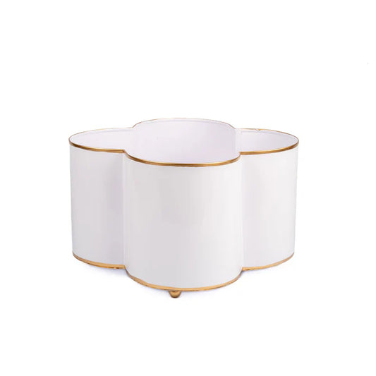 White Quatrefoil Cachepot