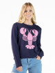 Simply Southern Lobster Sweater-Navy & Pink