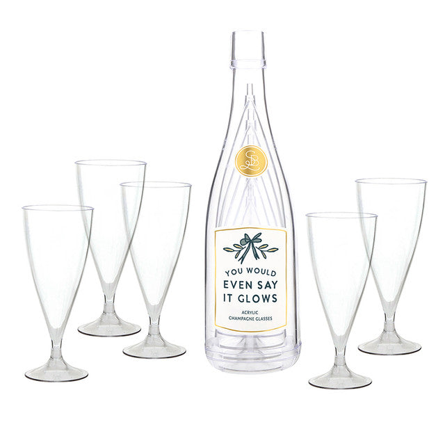 Acrylic Champagne Bottle + Glasses - Glows