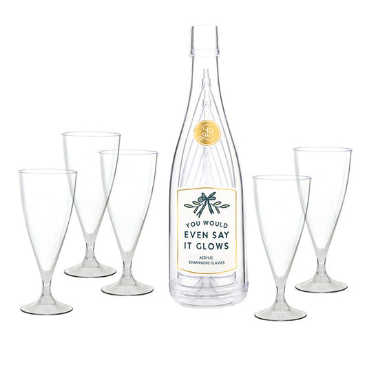 Acrylic Champagne Bottle + Glasses - Glows