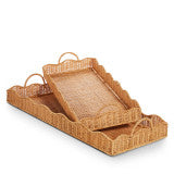 26" Wicker Scalloped Tray