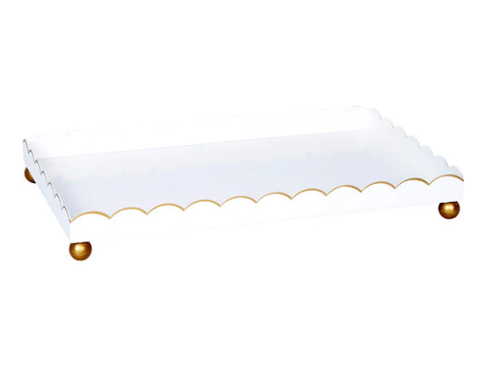 Scallop Rectangular Tray- White