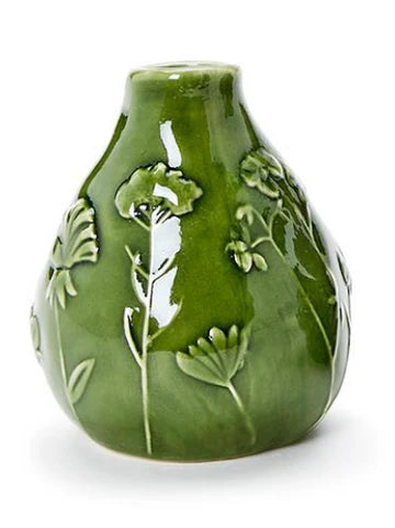 Floral Scape Relief Ceramic Bud Vase